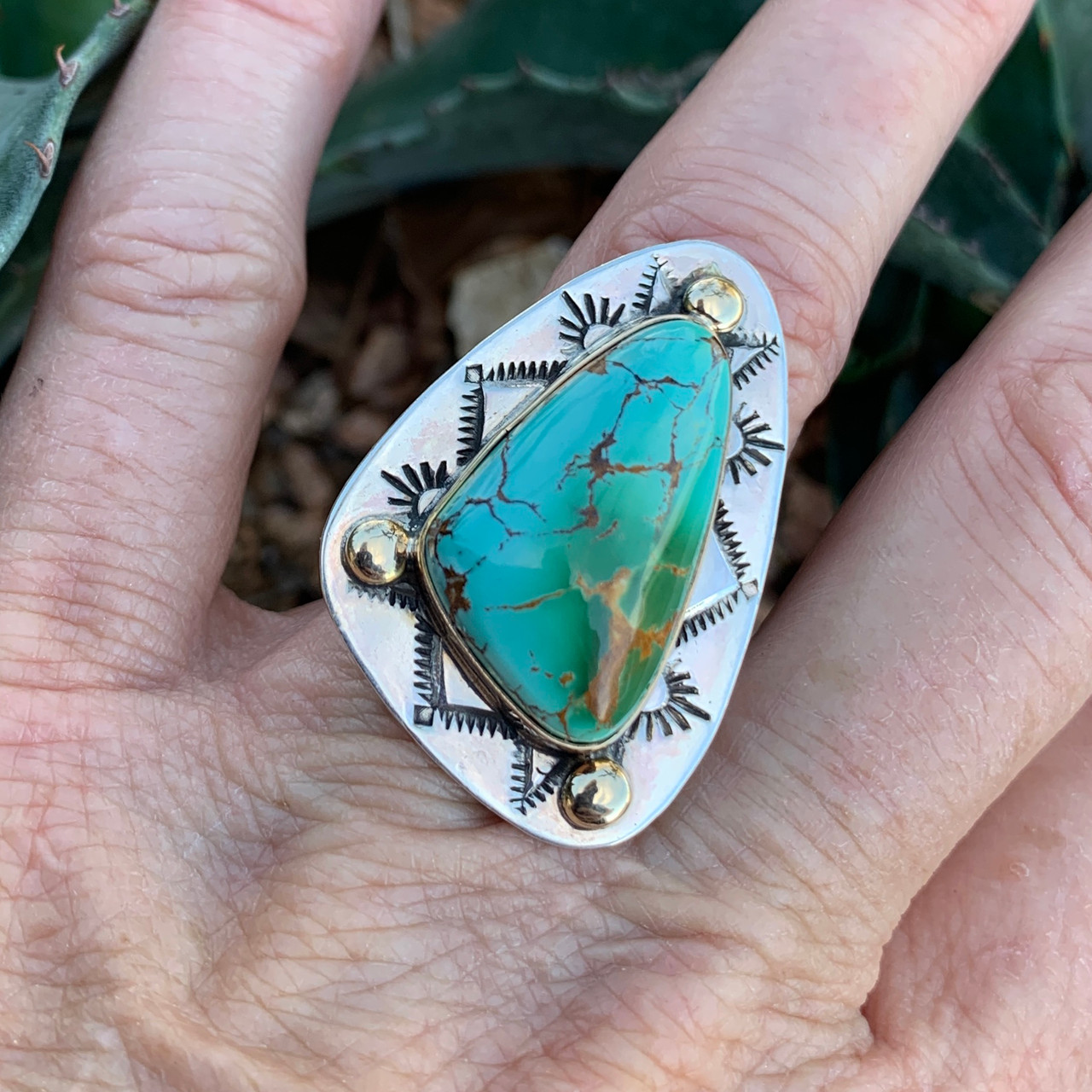 Stamped Turquoise Ring 2