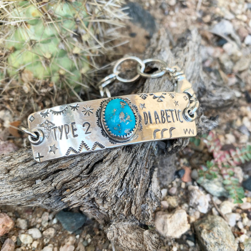 Medical ID Southwest Stamped Turquoise Bracelet 3