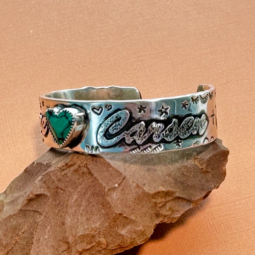 Kids Stamped Turquoise Cuff Bracelet