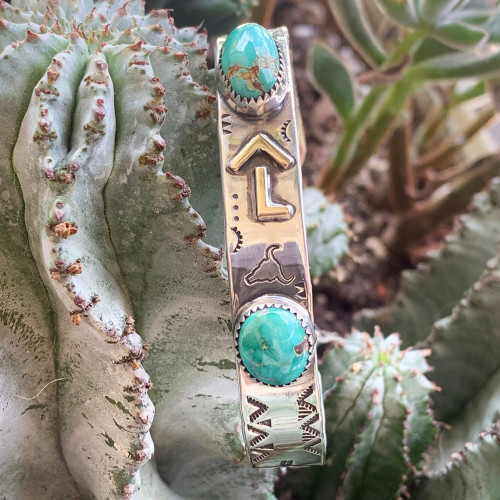 Ranch Brand Stamped Turquoise Cuff Bracelet 5