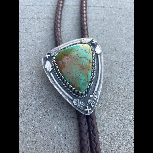 Bolo Turquoise on Brown Leather Necklace