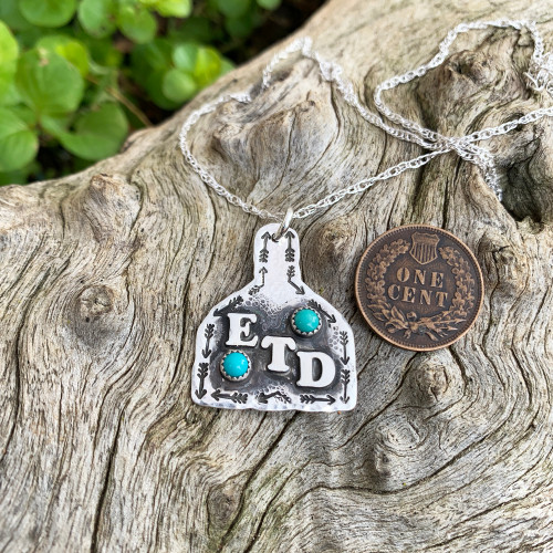 Arrow Initial Ear Tag Turquoise Necklace 2 Arrow Initial Ear Tag Turquoise Necklace 2