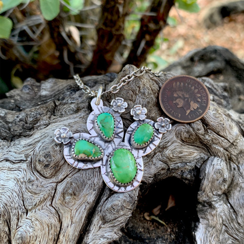 Blooming Prickly Pear Turquoise Necklace 3