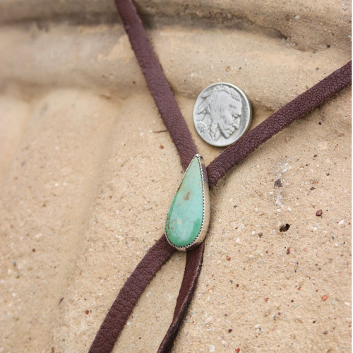 Pear Shaped Leather Bolo Turquoise Necklace