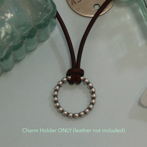 Leather with Silver Clasp and Beaded Ring Necklace Leather with Silver Clasp and Beaded Ring Necklace