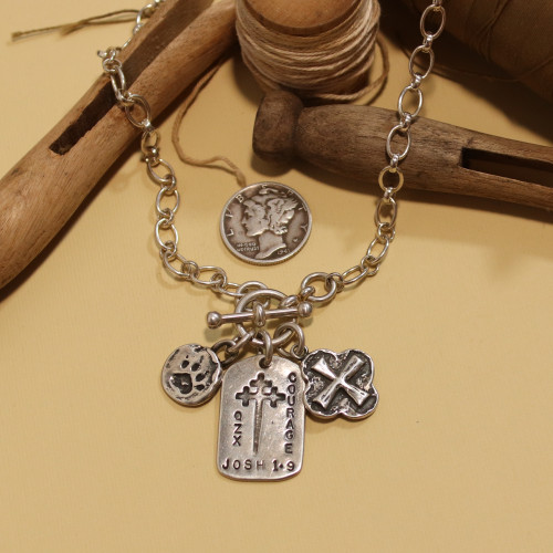 Long Short Cable Chain with Ball End Toggle Necklace Long Short Cable Chain with Ball End Toggle Necklace