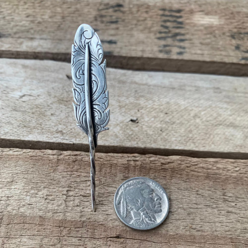 Cowboy Scroll Engraved Feather Hat Toothpick Cowboy Scroll Engraved Feather Hat Toothpick