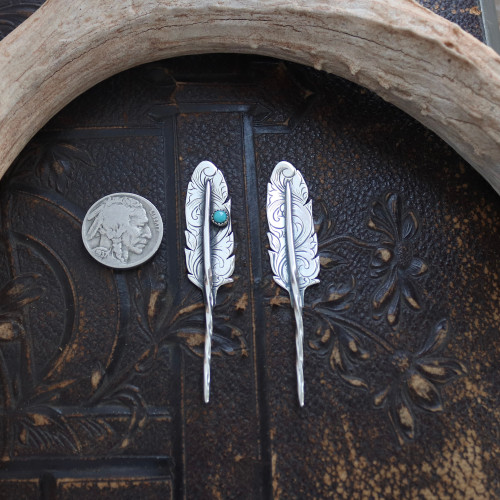 Cowboy Scroll Engraved Feather Hat Toothpick Cowboy Scroll Engraved Feather Hat Toothpick