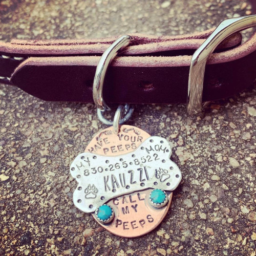Dog Tag with Turquoise Personalized Dog Tag with Turquoise Personalized