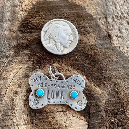Dog Tag with Turquoise Personalized Dog Tag with Turquoise Personalized