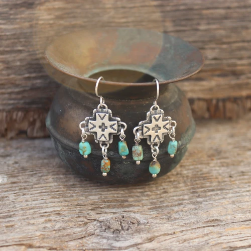 Tahoka Cross with Turquoise Earrings