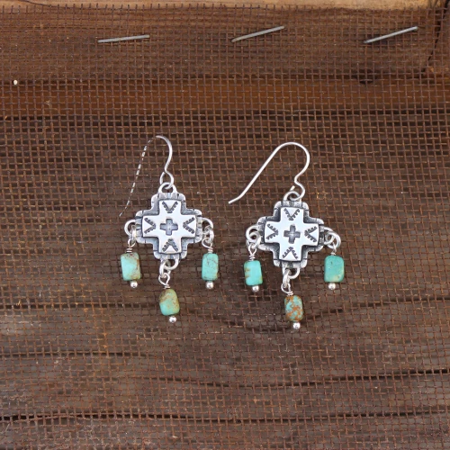 Tahoka Cross with Turquoise Earrings