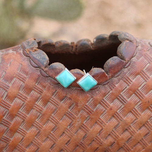Turquoise Diamond Dot Earrings Turquoise Diamond Dot Earrings