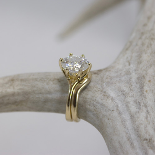 Gold Diamond Solitaire Wedding Ring Set