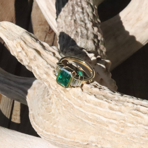 Emerald and Diamond Wedding Ring