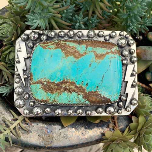 Lightning Bolt Turquoise Belt Buckle Lightning Bolt Turquoise Belt Buckle