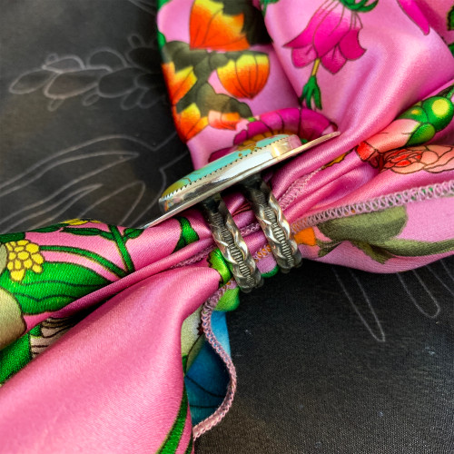 Southwest Stamped Turquoise Scarf Slide