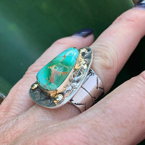 Stamped Turquoise Ring 2