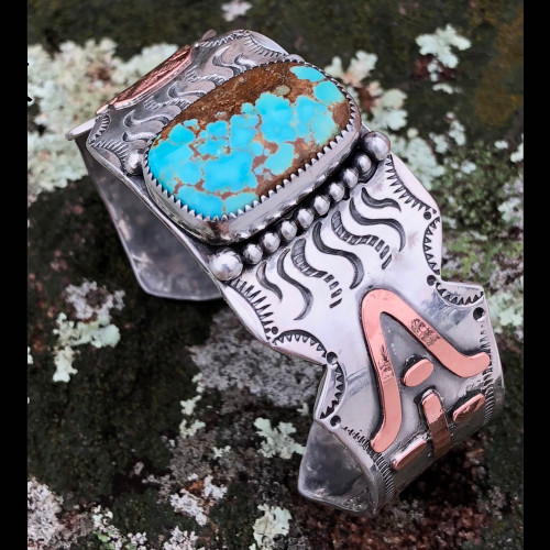 Ranch Brand Stamped Turquoise Cuff Bracelet 3