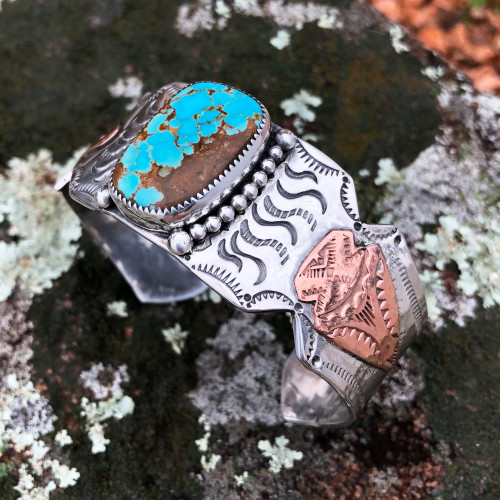 Ranch Brand Stamped Turquoise Cuff Bracelet 3