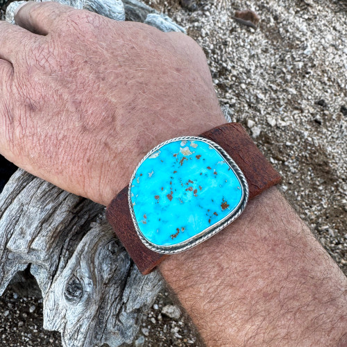 Large Turquoise Leather Bracelet Large Turquoise Leather Bracelet