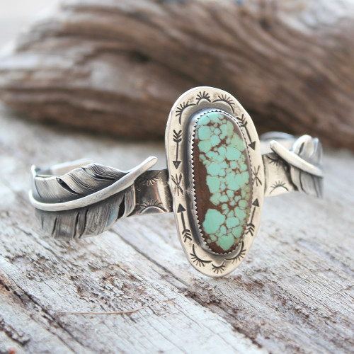 Feather Turquoise Cuff Bracelet