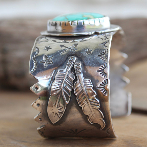 Southwest Stamped Turquoise Cuff Bracelet
