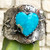 Southwest Stamped Heart Turquoise Scalloped Edge Cuff Bracelet