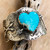 Southwest Stamped Heart Turquoise Scalloped Edge Cuff Bracelet