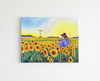 Melody of Sunflower Field (Original Painting) Oil on Canvas Framed 16x20 by Han Mook Kim