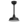 12" Farmhouse LED Pendant Light in Black with Black Downrod