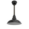 12" Dahlia LED Pendant Barn Light in Black with Mahogany Bronze Downrod