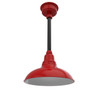12" Dahlia LED Pendant Barn Light in Cherry Red with Black Downrod