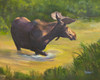 Moose Crossing (Original Painting) Oil on Canvas 24x30 by Teresa Lynn Johnson