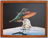 Hummingbird hovering over a bubbling fountain by Craig Fentiman