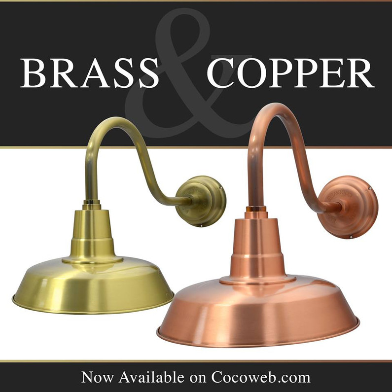 Now Available Brass & Copper Barn Lights