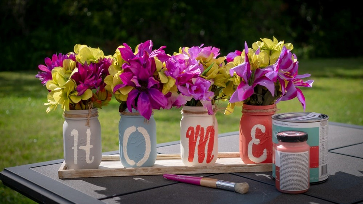 DIY Mason Jar Kitchen Utensil Holder - The Happy Farmhouse