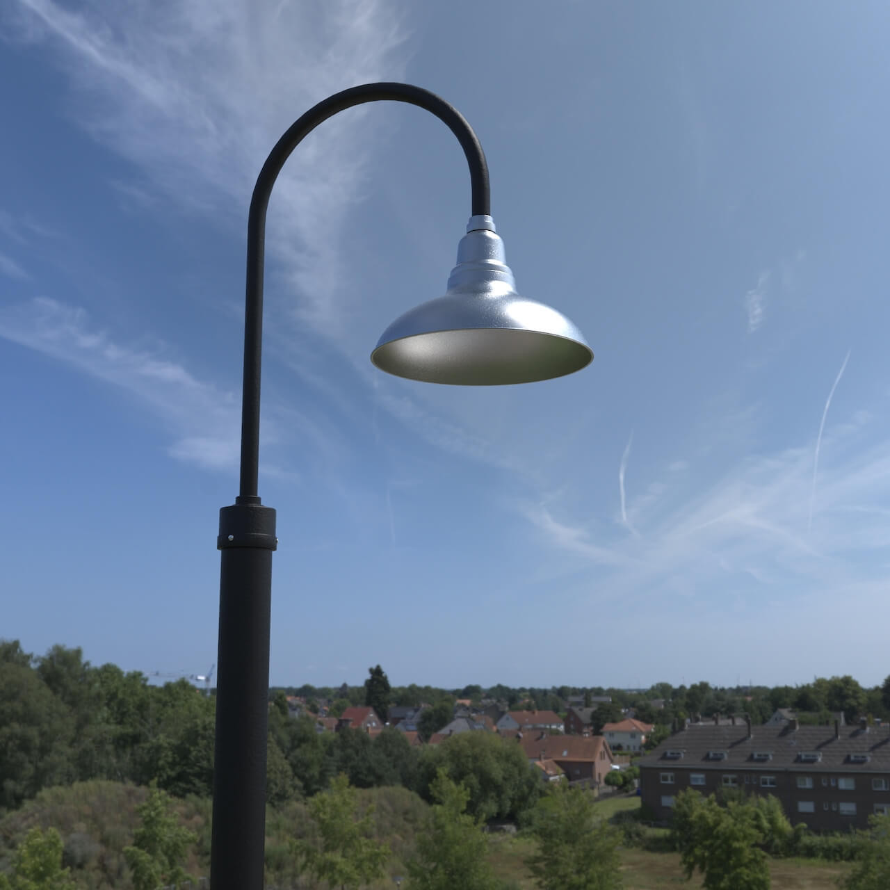 Dahlia Outdoor LED Post Light with Galvanized Silver Shade in 8ft