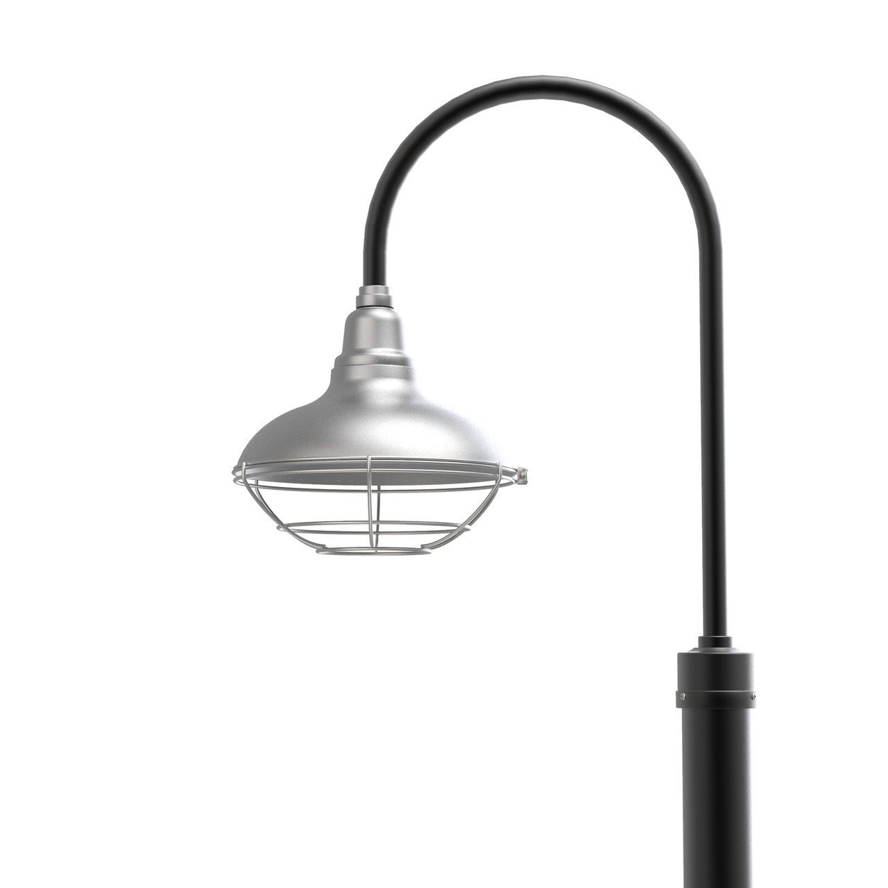 Dahlia Outdoor LED Post Light with Galvanized Silver Shade in 8ft