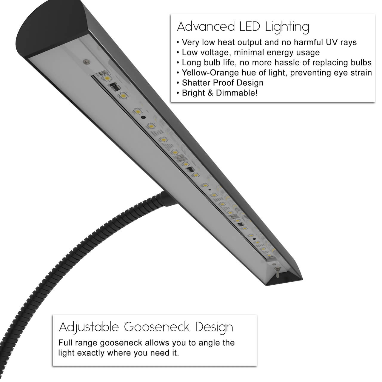 Cocoweb 14" Battery Operated LED Piano Lamp with Gooseneck Design and