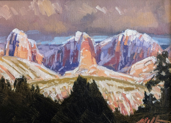 Winter Storm, Kolob – (Original Painting) Framed Oil on Canvas Panel 9x12  by J. Brad Holt
