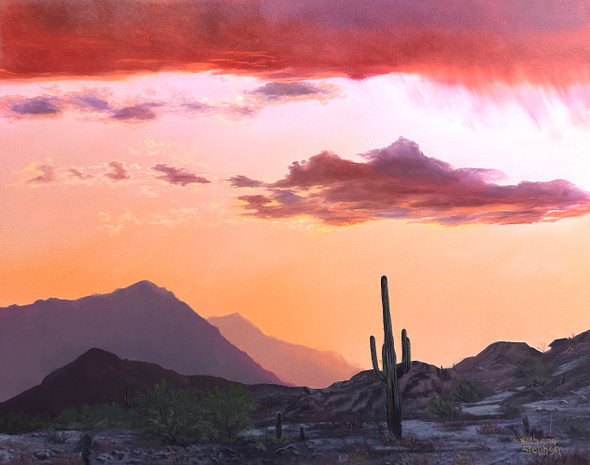 Sunset on the Desert (Original Painting) 12x16 Framed by Bethany Stephan