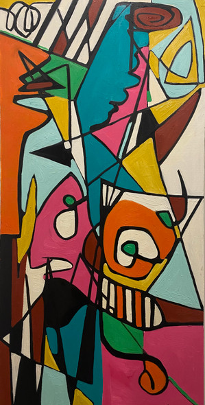 ASSIMILATION (Original Painting) Oil on Canvas 24x48 by Viviana Fine Art