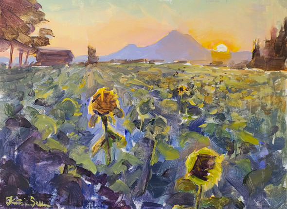 Greeting the Sun (Original Painting) Acrylic on Canvas 9x12 by Kristina Sellers