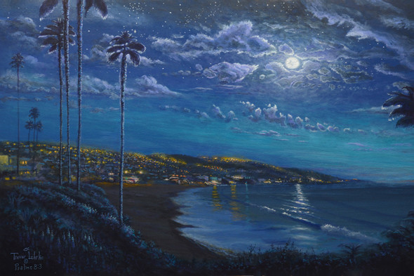 Night Lights, Laguna Beach (Original Painting) Acrylic On Board 16x24 Unframed by Trevor Lohrke Night Lights, Laguna Beach (Original Painting) Acrylic On Board 16x24 Unframed by Trevor Lohrke