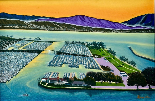 Dawn of Dana Point (Original Painting) Oil on Canvas 24" x 36" Framed by Han Mook Kim