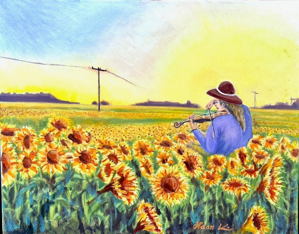 Melody of Sunflower Field (Original Painting) Oil on Canvas Framed 16x20 by Han Mook Kim Melody of Sunflower Field (Original Painting) Oil on Canvas Framed 16x20 by Han Mook Kim
