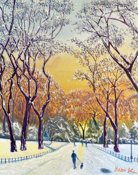 Winter of Central Park NY (Original Painting) Oil on Canvas 20" x 16" Framed by Han Mook Kim