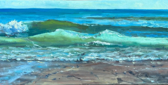 Anatomy of a Wave  -- (Original Painting) Oil on Canvas 15x30 by Natasha Ramras