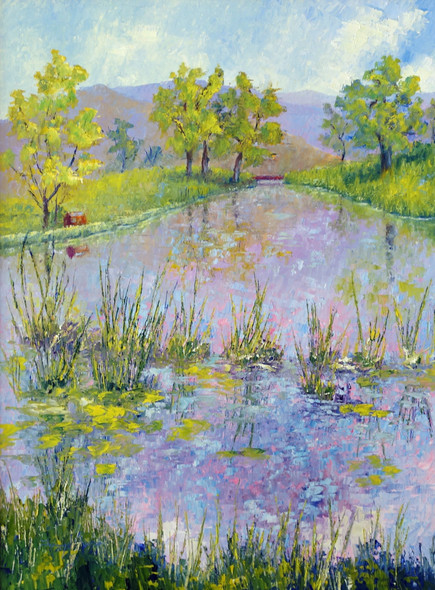 Stallion Springs Impressionistic View (Original Painting) Oil on Canvas 18x24 by Terry d. Chacon